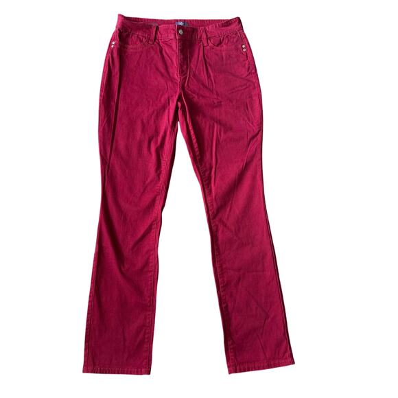 NYDJ Samantha Slim Maroon Straight Leg Pants Womens size 12 - Picture 3 of 7